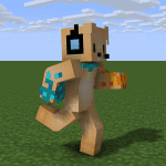 En animerad bild på en minecraft gubbe som springer över ett gräsfält.