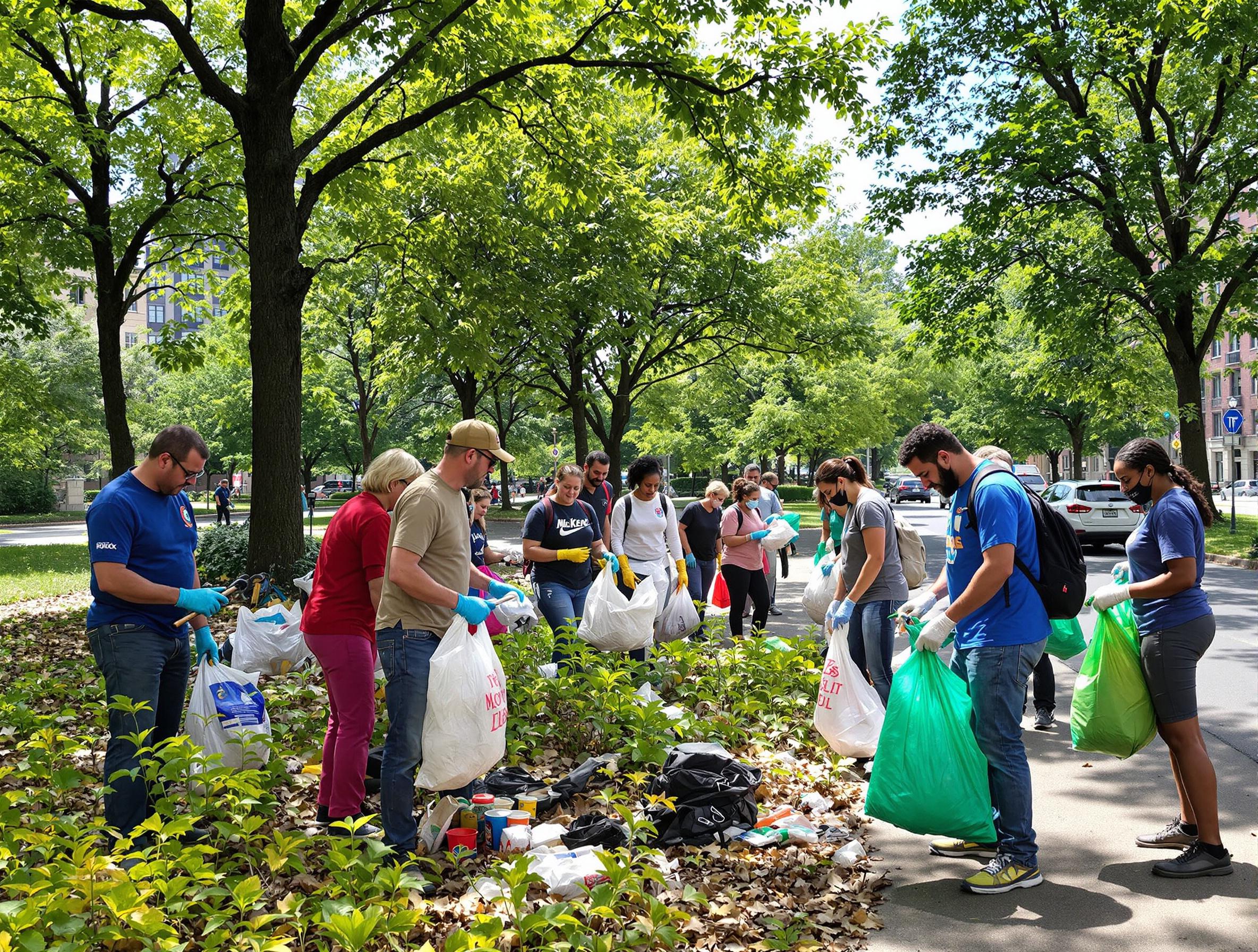 Håll Sverige Rent, människor plockar skräp och sopor.