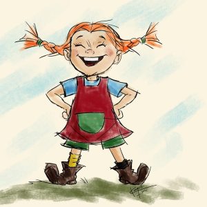 dekorativ bild av Pippi Långstrump 80 år
