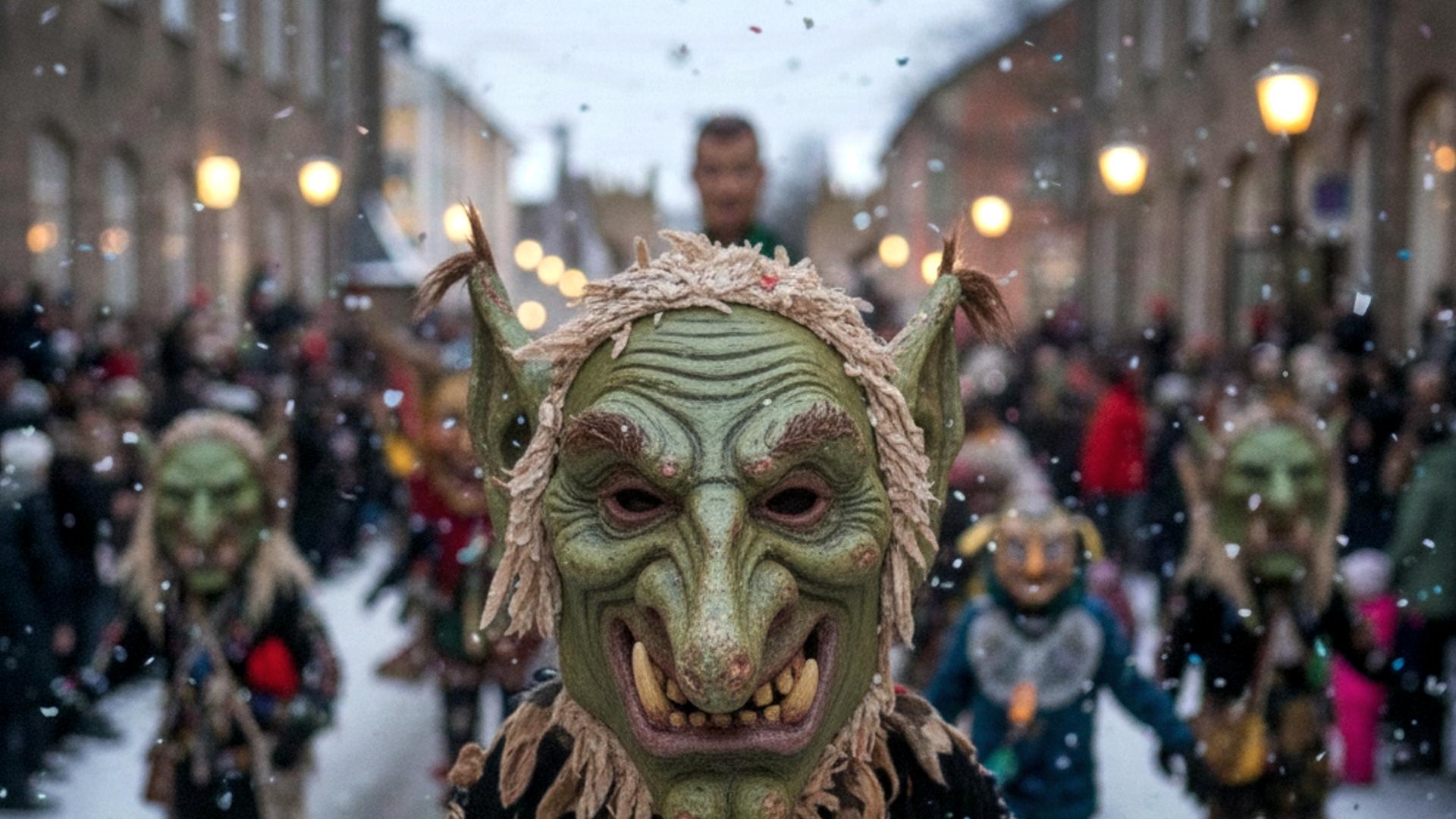 Bild på Knutmasso/Karneval i vintermiljö Kvarnen i Gimo håller öppet under Knutmasso