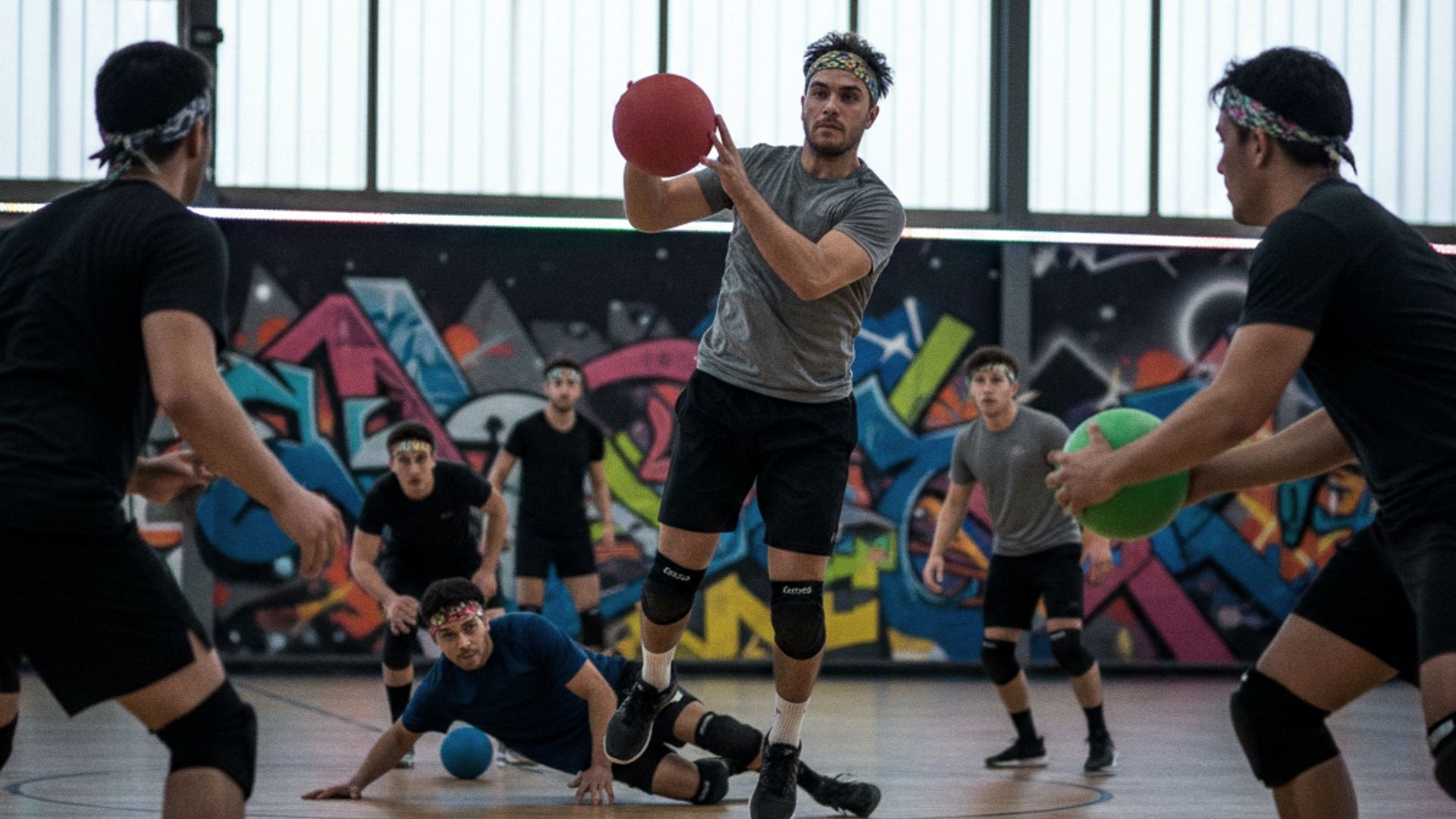 Bild på några som spelar dodgeball