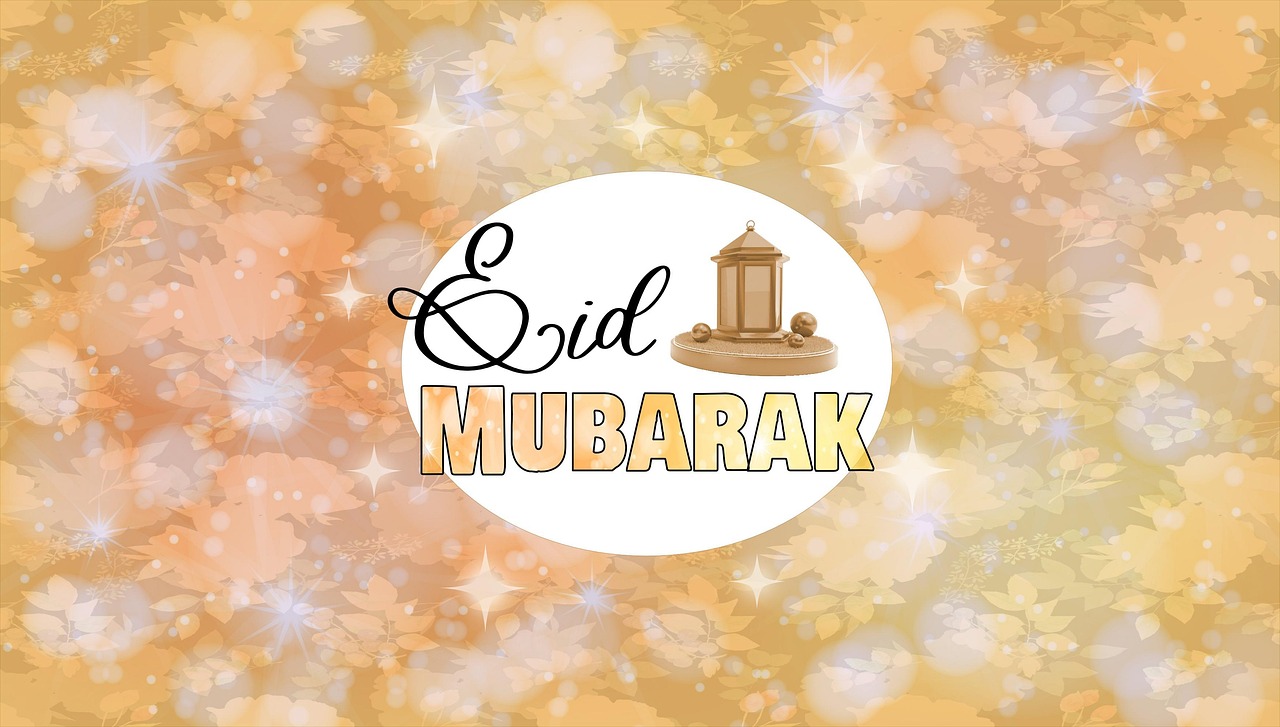 Bild där det står Eid mubarak.