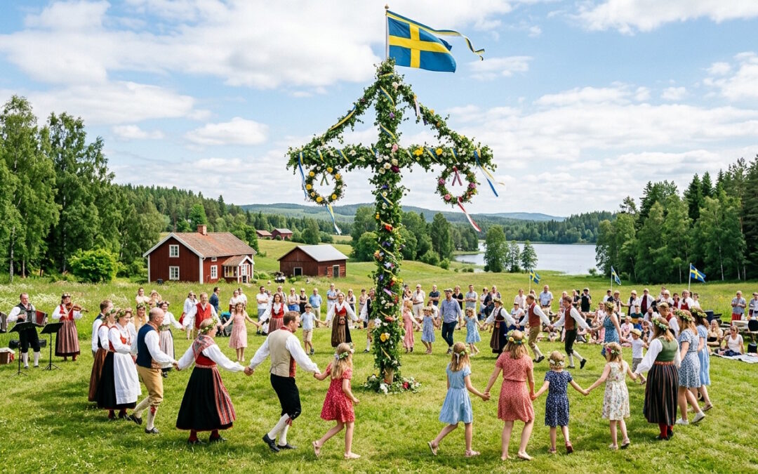 Klädning av midsommarstång