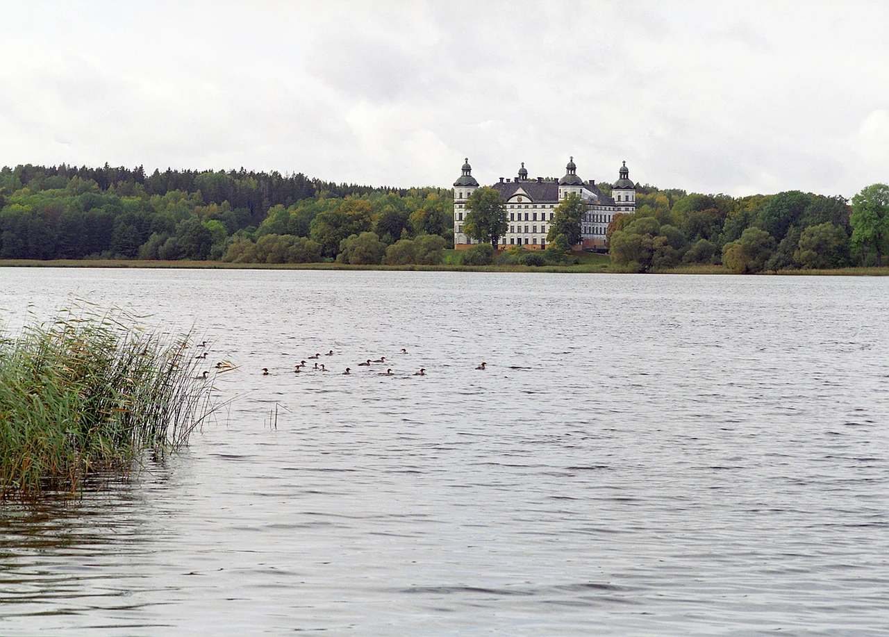 Skoklosters Slott som ses över en sjö.