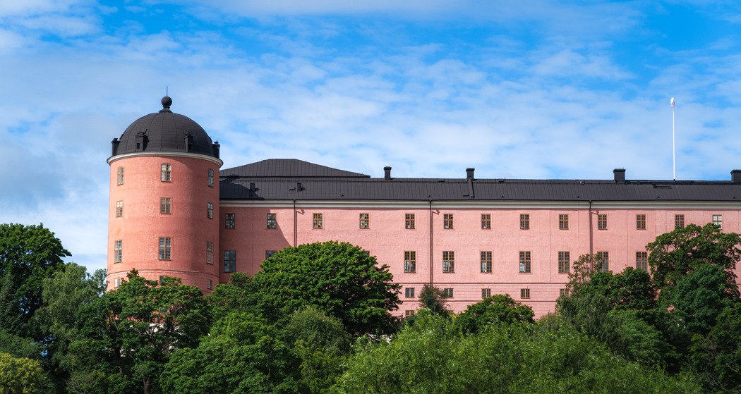 Bild av slottet i Uppsala på sommaren.