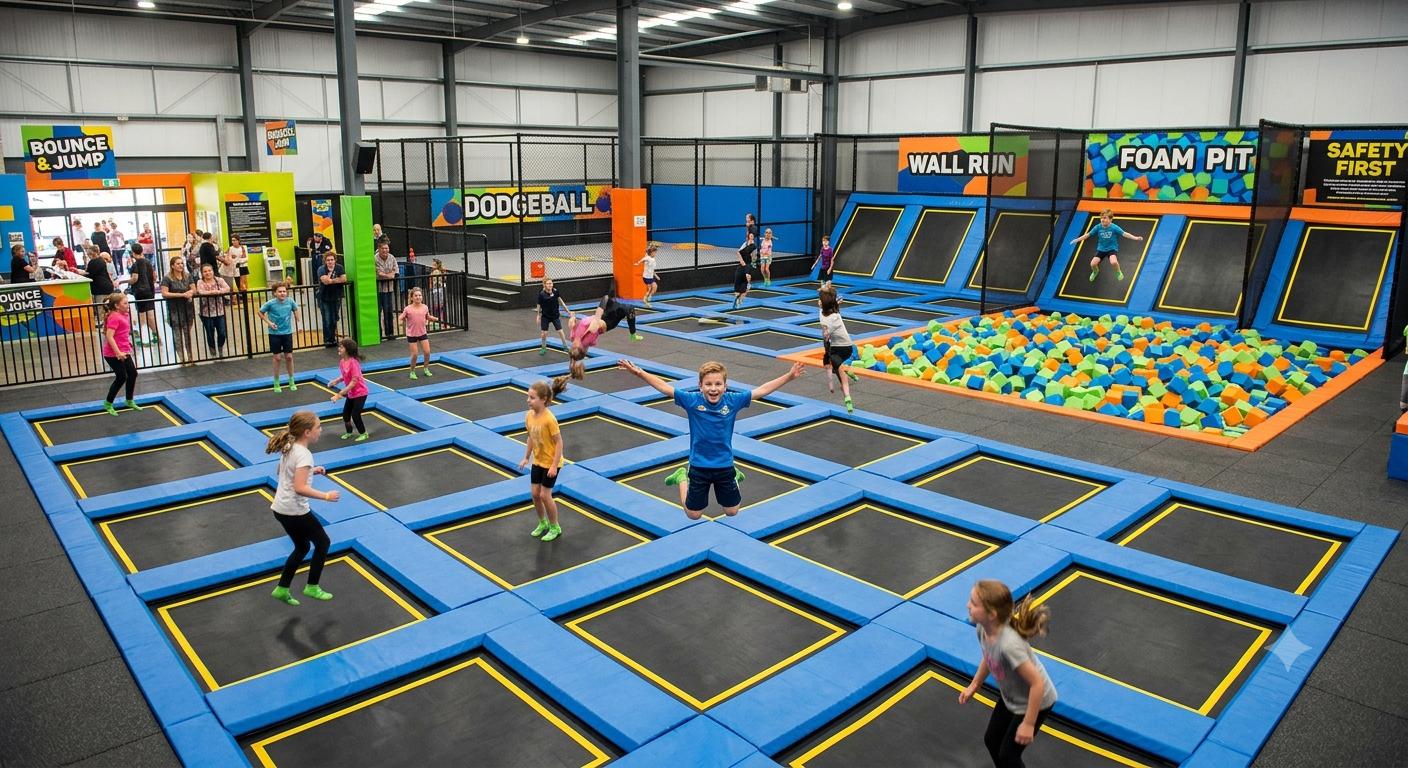 Barn som leker i en trampolinpark